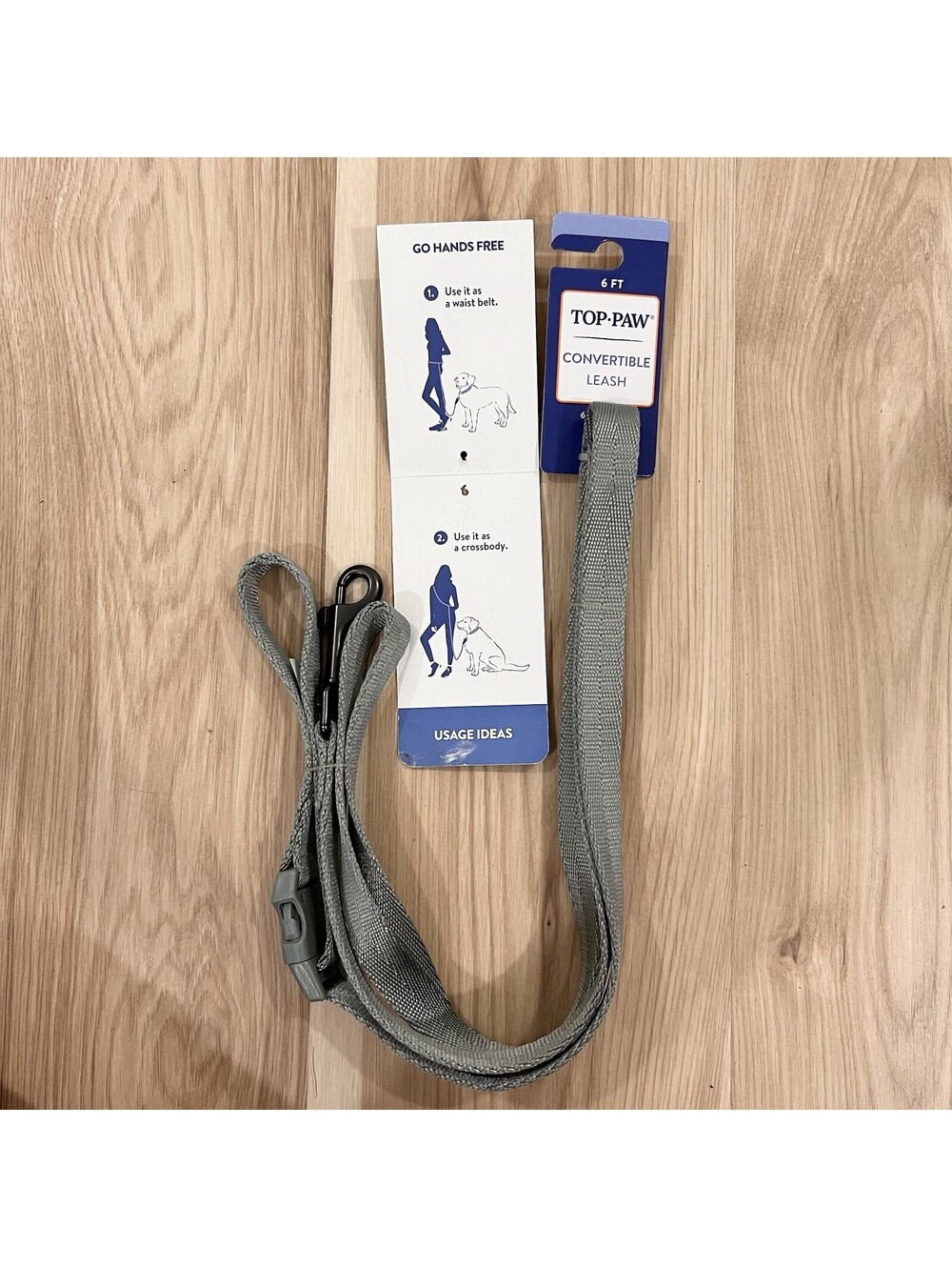 Convertible Leash 6ft Dog Puppy Hands Free Crossbody Waist Belt Grey Unisex